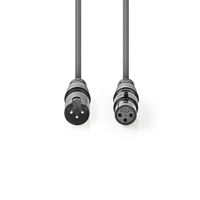 Nedis COTG15012GY150 Digitale Dmx-kabel 110 Ohm Xlr 3-pins Male - Xlr 3-pins Female 15 M Grijs