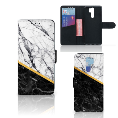 Xiaomi Redmi 9 Bookcase Marmer Wit Zwart - Origineel Cadeau Man Xiaomi Redmi 9 Bookcase Marmer Wit Zwart - Origineel Cadeau Man