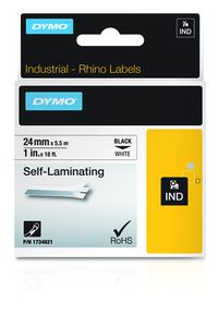 Labeltape zelflaminerend DYMO IND RHINO 1734821 Vinyl Tapekleur: Wit Tekstkleur:Zwart 24 mm 5.5 m