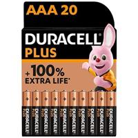 Duracell Plus-AAA CP20 Micro (AAA)-batterijen, alkalinemangaan, 1,5 V, 20 stuks