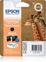 Epson Giraffe Dubbelpack Inktpatroon Black T0711H, duoverpakking T0711H DURABrite Ultra Ink