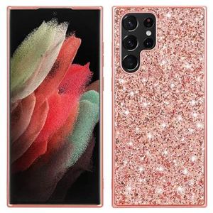 Glitter Series Samsung Galaxy S23 Ultra 5G Hybrid Case - Rosé goud