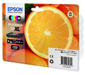 Epson Inktcartridge T3357, 33XL Origineel Combipack Zwart, Foto zwart, Cyaan, Magenta, Geel C13T33574011