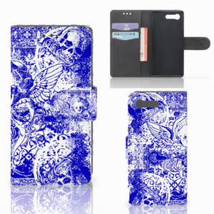 Telefoonhoesje met Naam Sony Xperia X Compact Angel Skull Blauw