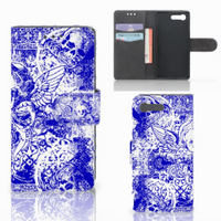 Telefoonhoesje met Naam Sony Xperia X Compact Angel Skull Blauw - thumbnail