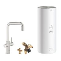 Grohe Red 3-in-1 kokend water kraan met U-uitloop en combi boiler supersteel