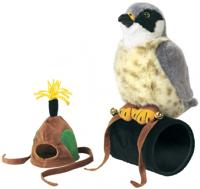 Wild Republic knuffel roofvogel 18 cm pluche grijs 2 delig