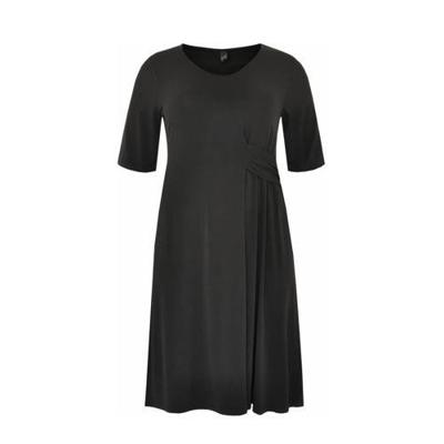 Yoek jurk met plooien zwart