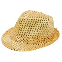 Partychimp Hoed Met Led-licht Spangles Polyester Goud One-size