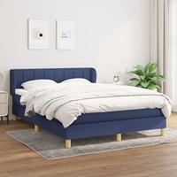 vidaXL Boxspring met matras stof blauw 140x200 cm, bed, boxspringbed, tweepersoonsbed, slaapmeubel, boxspring bed, bed met matras, bedframe, ledikant