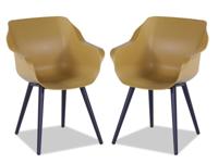 Set van 2 tuinstoelen SOLO geel met ronde poten aluminium