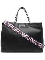 Emporio Armani sac à main en cuir à plaque logo - Noir