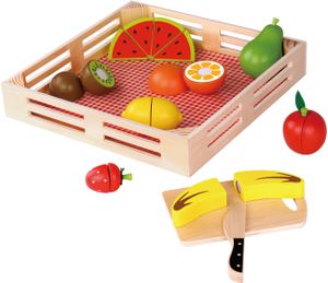 Tooky toy Houten Fruitkist met Snijfruit 21-delig