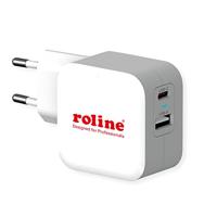 ROLINE USB-oplader met Eurostekker, 2-poorts (Type-A QC3.0, Type-C PD), 38W