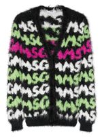 MSGM Kids cardigan en maille intarsia à effet brossé - Noir