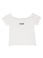 MSGM Kids t-shirt nervuré à logo brodé - Blanc