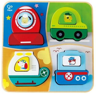 Hape houten vormenpuzzel Voertuigen junior hout 12 stukjes