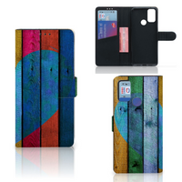 Alcatel 1S (2021) Book Style Case Wood Heart - Cadeau voor je Vriend