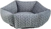 TRIXIE Livia Hondenbed rond, 50 cm, grijs, hondenbed rond met zachte fluwelen hoes, hondenmand voor kleine honden, vast geïntegreerd kussen, antislip bodem, zacht en wasbaar, 37306