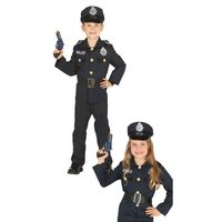 Carnavalskleding politie agent uniform jongens/meisjes 10-12 jaar (140-152)  - - thumbnail