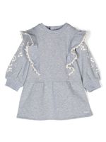 Chloé Kids floral-embroidery cotton dress - Gris