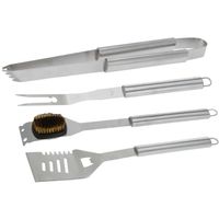 BBQ/barbecue gereedschap set 4-delig RVS   -