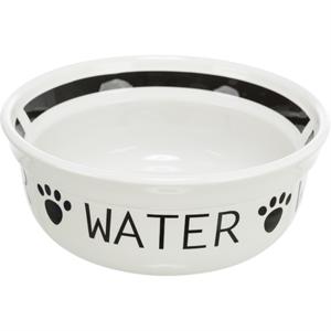 TRIXIE DRINKBAK HOND WATER KERAMIEK WIT / ZWART 2,6 LTR 25 CM