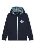 BOSS Kidswear hoodie zippé à patch logo - Bleu - thumbnail