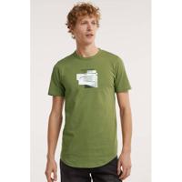 JACK & JONES CORE T-shirt Sawyer met printopdruk olijfgroen