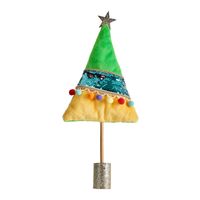 Kerstboom pompom - groen - 38 cm hoog