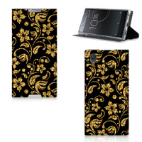 Sony Xperia L1 Smart Cover Gouden Bloemen - thumbnail