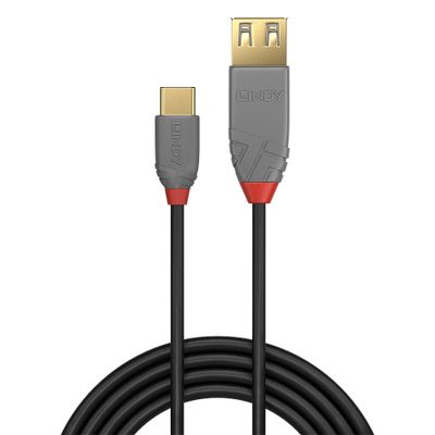 LINDY USB-kabel USB 2.0 USB-C stekker, USB-A bus 0.15 m Zwart 36897