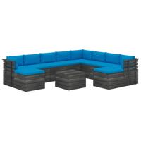 vidaXL 11-delige Loungeset pallet met kussens massief grenenhout
