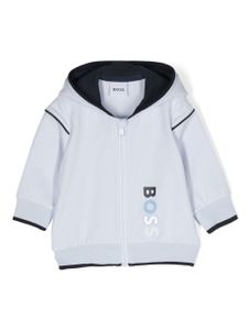 BOSS Kidswear hoodie zippé à logo imprimé - Bleu