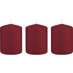 3x Kaarsen bordeauxrood 6 x 8 cm 29 branduren sfeerkaarsen   -