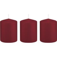 3x Kaarsen bordeauxrood 6 x 8 cm 29 branduren sfeerkaarsen   -