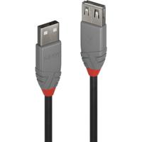 LINDY USB-kabel USB 2.0 USB-A stekker, USB-A bus 0.50 m Zwart 36701 - thumbnail