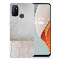 OnePlus Nord N100 Bumper Hoesje Wood Concrete - thumbnail