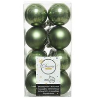 16x stuks kunststof kerstballen mos groen 4 cm glans/mat - thumbnail