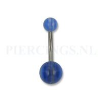 Navelpiercing acryl blauwe streepjes