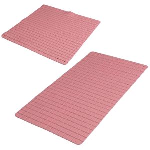 Urban Living Douche/badkamer anti-slip matten set - 2x stuks - rubber - oud roze