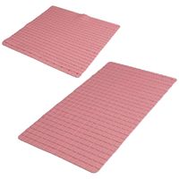 Urban Living Douche/badkamer anti-slip matten set - 2x stuks - rubber - oud roze - thumbnail