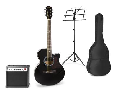 MAX ShowKit elektrisch akoestische gitaarset met muziekstandaard - MAX ShowKit elektrisch akoestische gitaarset met muziekstandaard -