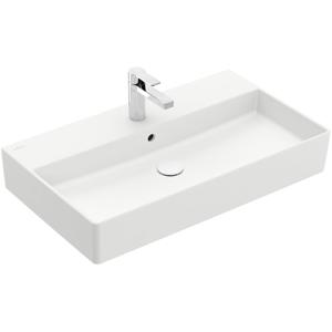 Villeroy & Boch Memento 2.0 wastafel voor handdoekhouders 80x47cm met overloop 1 kraangat ceramic+ stone white 4A2280RW