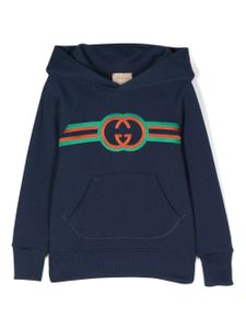 Gucci Kids hoodie en coton à logo brodé - Bleu