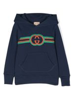 Gucci Kids hoodie en coton à logo brodé - Bleu - thumbnail