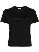 Moncler t-shirt en coton à logo strassé - Noir