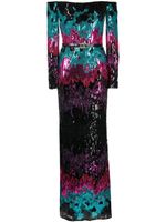 Elie Saab robe longue ornée de sequins à épaules dénudées - Multicolore - thumbnail