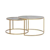 Light & Living Ronde Salontafel Duarte - Smoke Glas/Goud - Set/2 - Ø75+Ø65 cm