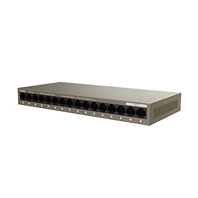 Tenda TEG1016M Switch Gigabit 16-Ports Netwerk Switch (VLAN, Plug and Play, Metalen Behuizing, Ventilatorloos, Unmanaged) LAN Switch 16 Poorten LAN Splitter LAN Verdeler Ethernet Switch